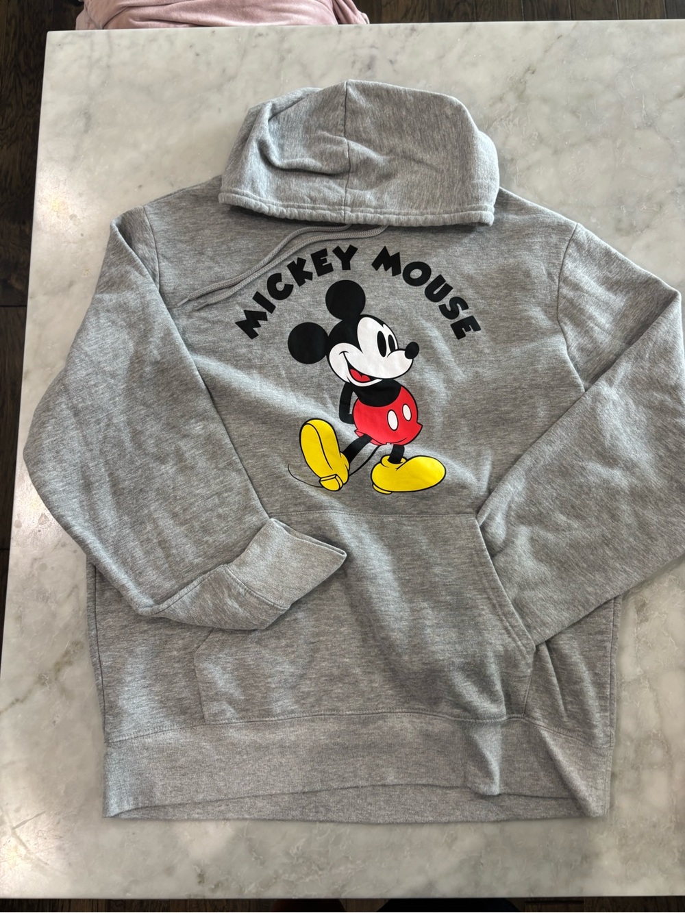 Disney Gray Hoodie with Mickey Mouse Graphic - Red & Yellow Accents